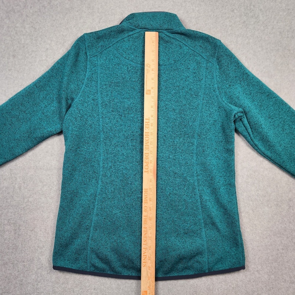 LL Bean Jacket Womens Medium Green Sweater Fleece Full Zip Sweatshirt Hiking - Picture 7 of 10